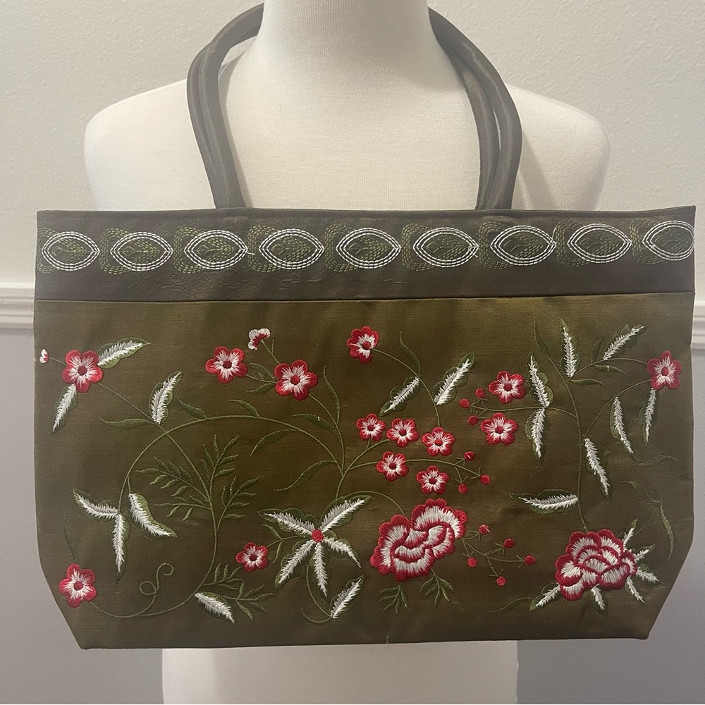 Silk Tote with Embroidery